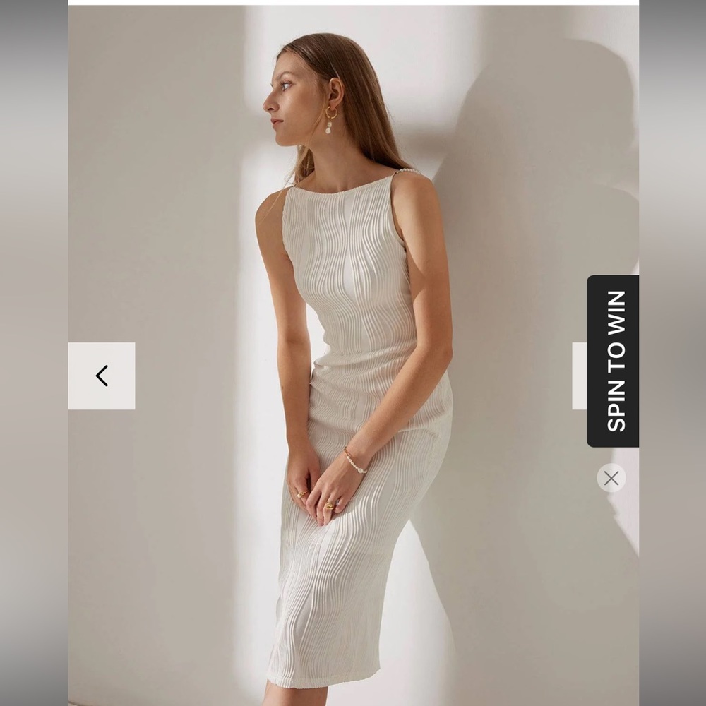 RIHOAS White The Water Ripple Textured Cami Dress